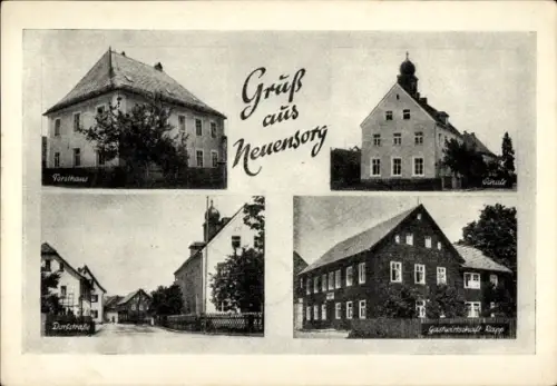 Ak Neuensorg Weidhausen bei Coburg Oberfranken, Gastwirtschaft Rapp, Schule, Forsthaus, Dorfstraße