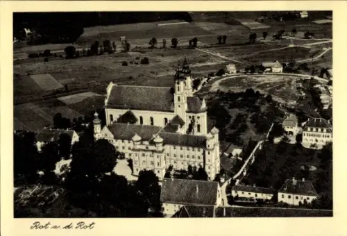 Ak Rot an der Rot in Württemberg, Rot a. d. Rot, Kloster Rot, Luftaufnahme