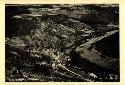 Ak Belsenberg Künzelsau am Kocher Hohenlohekreis, Belsenberg, Krs. Künzelsau, Luftaufnahme, Ortsa