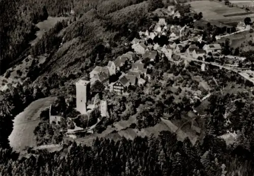 Ak Zavelstein im Schwarzwald Württemberg,  Burg  Ortsansicht, Luftaufnahme