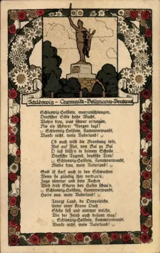 Ak Schleswig an der Schlei, Gedicht, Chemnitz-Bellmann-Denkmal