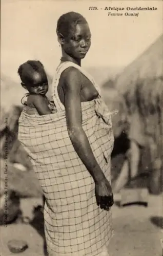 Ak Senegal, Afrique occidentale, Femme Ouolof, Mutter mit Säugling