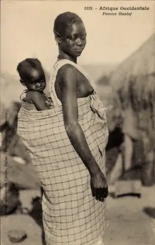 Ak Senegal, Afrique occidentale, Femme Ouolof, Mutter mit Säugling