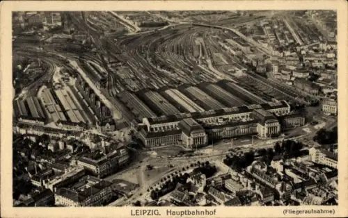Ak Leipzig in Sachsen, Hauptbahnhof, Luftbild
