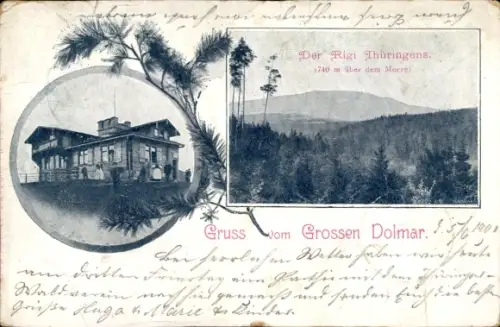 Ak Kühndorf in Thüringen, Großer Dolmar, Landschaftsblick