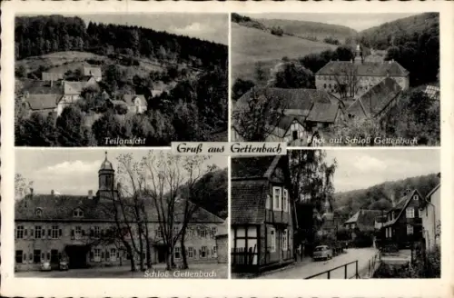 Ak Gettenbach Gründau in Hessen, Gesamtansicht, Schloss