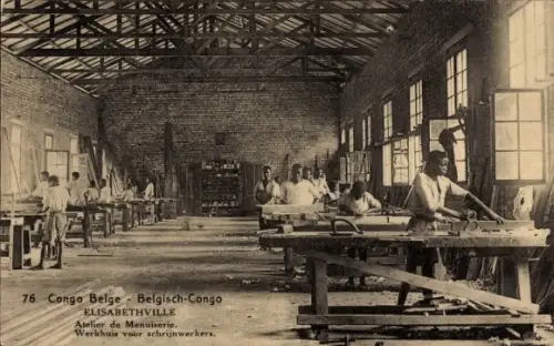 Ganzsachen CPA Lubumbashi Elisabethville RD Congo Zaïre, Atelier de Menuiserie