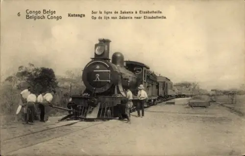 Ak Katanga Belgisch Kongo DR Kongo Zaire, Eisenbahnstrecke Sakania - Elisabethville