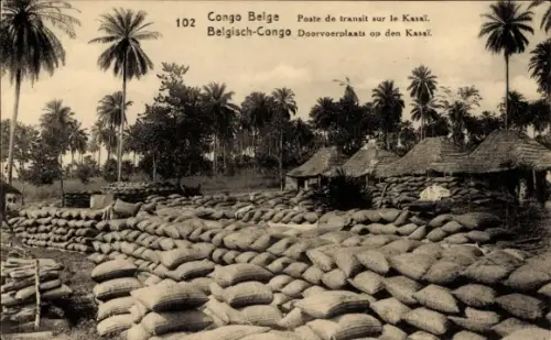 Ganzsachen Ak DR Kongo Zaire, Poste de transit sur le Kasai, Säcke