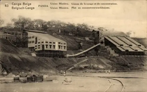Ganzsachen CPA Panda RD Congo Zaïre, Union Minière, Usines de broyage et de concentration