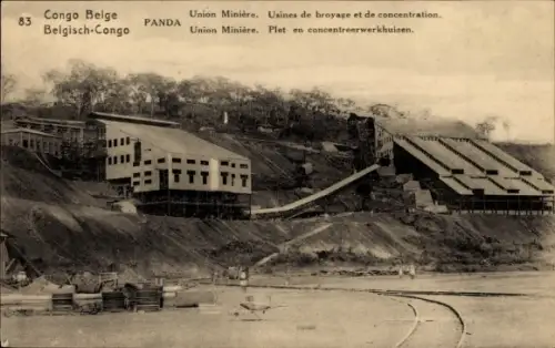 Ganzsachen CPA Panda RD Congo Zaïre, Union Minière, Usines de broyage et de concentration