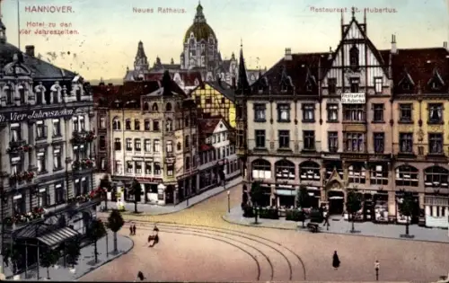 Ak Hannover, Hotel zu den Vier Jahreszeiten, Neues Rathaus, Restaurant St. Hubertus