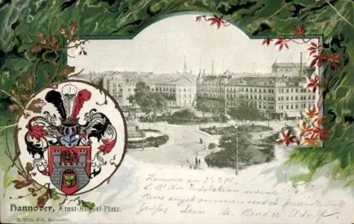 Passepartout Wappen Ak Hannover, Ernst August Platz