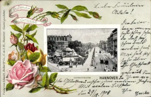Passepartout Ak Hannover, Georgstraße, duftende Rosen