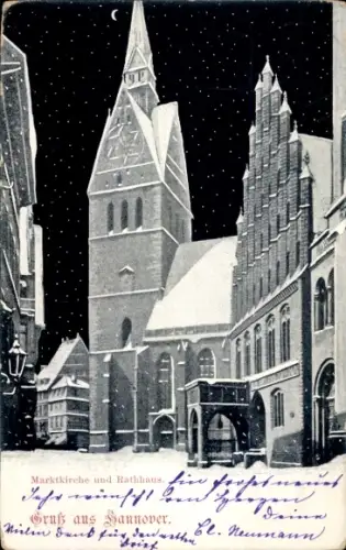Ak Hannover in Niedersachsen, Marktkirche und Rathaus