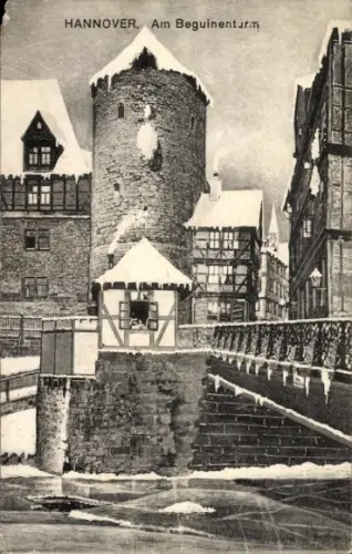Ak Hannover, Beguinenturm im Winter