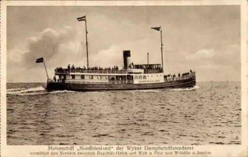 Ak Wyker Dampfschiffs Reederei, Motorschiff Nordfriesland