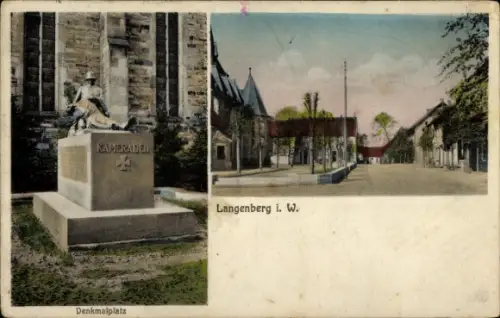 Ak Langenberg in Westfalen, Denkmalplatz