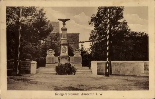 Ak Anröchte in Westfalen, Kriegerehrenmal