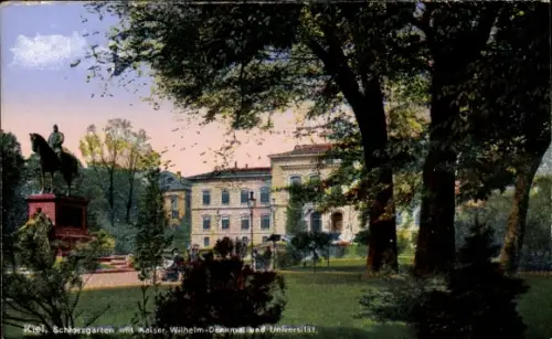 Ak Kiel,  Schlossgarten, Kaiser-Wilhelm-Denkmal, Universität