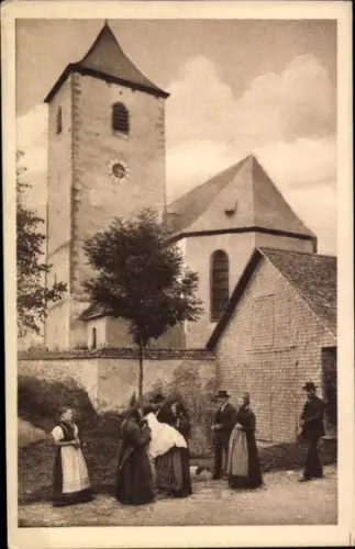 Ak Idyllen aus dem Schwarzwald, Taufgang, Familie, Kirche