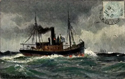 Künstler Ak Nordsee Fischer, Fischerboot auf Hochsee