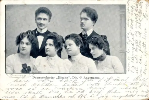 Ak Damenorchester Mimosa, Dir. G. Angermann, Gruppenbild