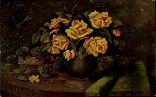 Künstler Ak Rammelt-Bürger, Gelbe Rosen