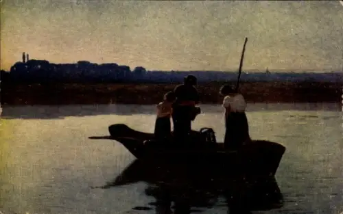 Künstler Ak Laronze, Abendgebet, Fischer im Boot
