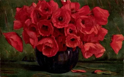 Ak Blumen in der Blumenvase, Schlangenkönigin