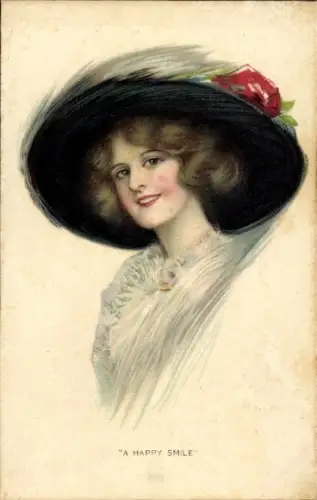 Künstler Ak Frau mit Hut, Portrait