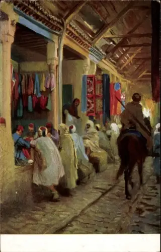 Künstler Ak Maghreb, arabischer Basar, Händler