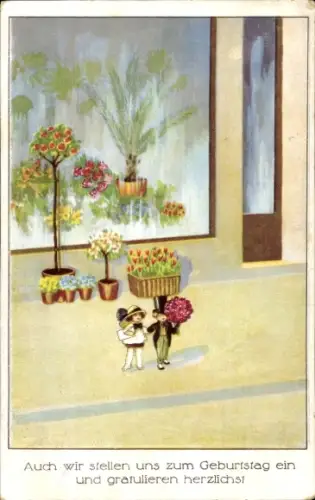 Künstler Ak Glückwunsch Geburtstag, Blumen