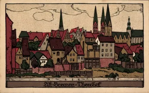Steindruck Ak Hansestadt Bremen, Theerhof
