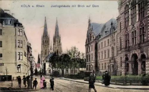 Ak Köln am Rhein, Justizgebäude mit Blick auf Dom