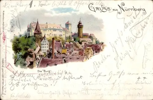 Litho Nürnberg in Mittelfranken Bayern, Die Burg