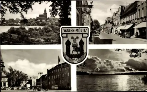 Ak Waren an der Müritz,  Seepanorama, Innenstadtstraße, Marktplatz