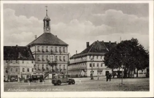 Ak Bischofswerda in Sachsen,  Marktplatz, Rathaus