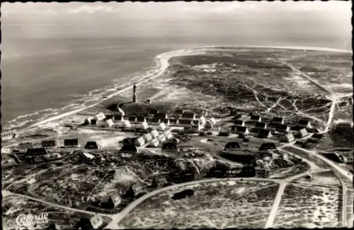 Ak Hörnum auf Sylt Nordfriesland, Nordseebad Hörnum, Fliegeraufnahme, Leuchtturm, Dünen, Küste