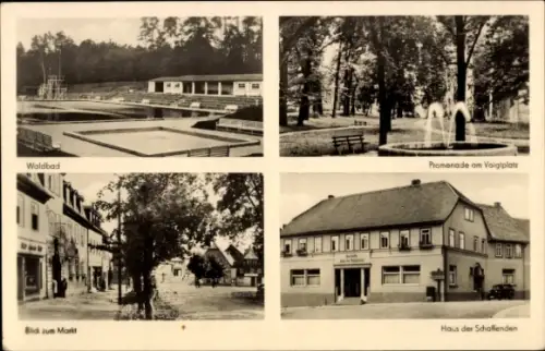 Ak Blankenhain Crimmitschau in Sachsen, Waldbad, Promenade am Voigtplatz, Blick zum Markt, Haus d