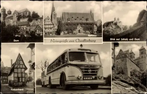 Ak Quedlinburg im Harz,  Rathaus, Dom, Schloß, Finkenherd