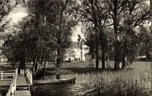 Ak Groß Köris im Kreis Dahme Spreewald, Pionierferienlager Heinrich Rau, Bootssteg