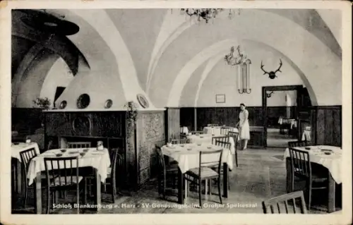 Ak Blankenburg am Harz, Schloss, SV Genesungsheim, Großer Speisesaal