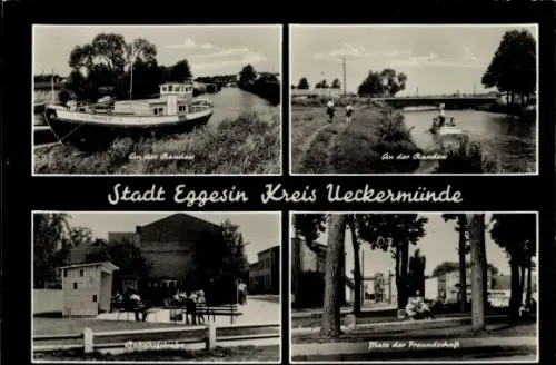 Ak Eggesin in Mecklenburg Vorpommern, an der Randow, Platz der Freundschaft, Bahnhofstraße