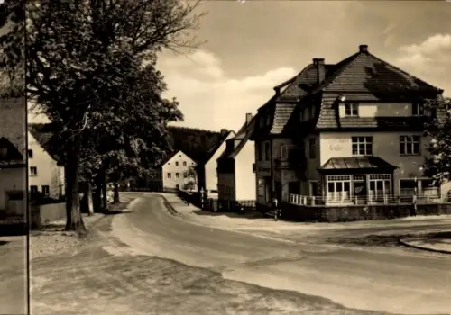 Ak Pockau im Erzgebirge Sachsen, Straßenansicht, Café