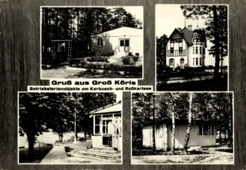 Ak Groß Köris im Kreis Dahme Spreewald, Betriebsferienobjekte am Karbuschsee und Roßkartsee