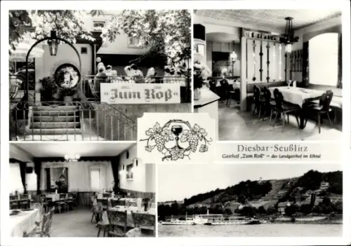 Ak Diesbar Seußlitz Nünchritz an der Elbe, Gasthof Zum Roß, Salondampfer