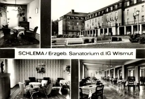 Ak Bad Schlema im Erzgebirge, Sanatorium, Möbel, Tische, Stühle, Zimmer, Innenansicht