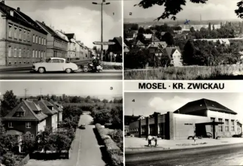 Ak Mosel Zwickau Sachsen, Teilansicht, Altenburger Straße, Platz d. Befreiung, Mosel Gasthof