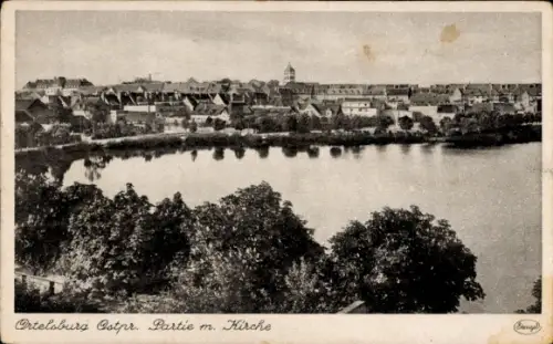 Ak Szczytno Ortelsburg Ostpreußen,  Ostpreußen, Kirche, Stadtansicht